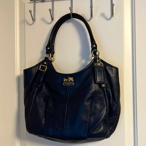 Coach navy blue leather should bag